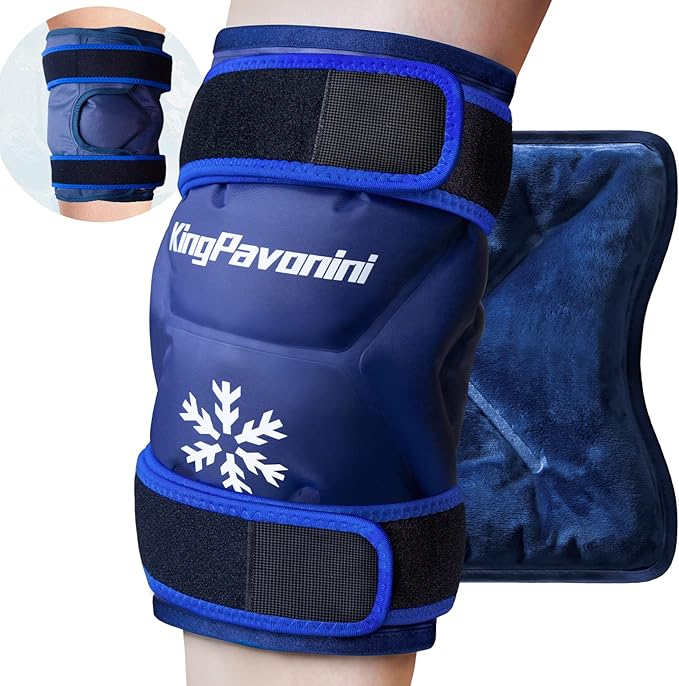 KingPavonini XXL Knee Ice Pack Wrap Around Entire Knee After Surgery, Large Reusable Gel Ice Pack for Injuries, Pain Relie...