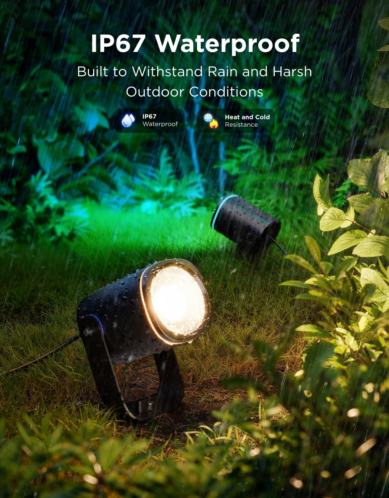 Govee Outdoor Spot Lights, IP67 Waterproof, RGBW Color Changing, 2 Pack, Black, Model H7093