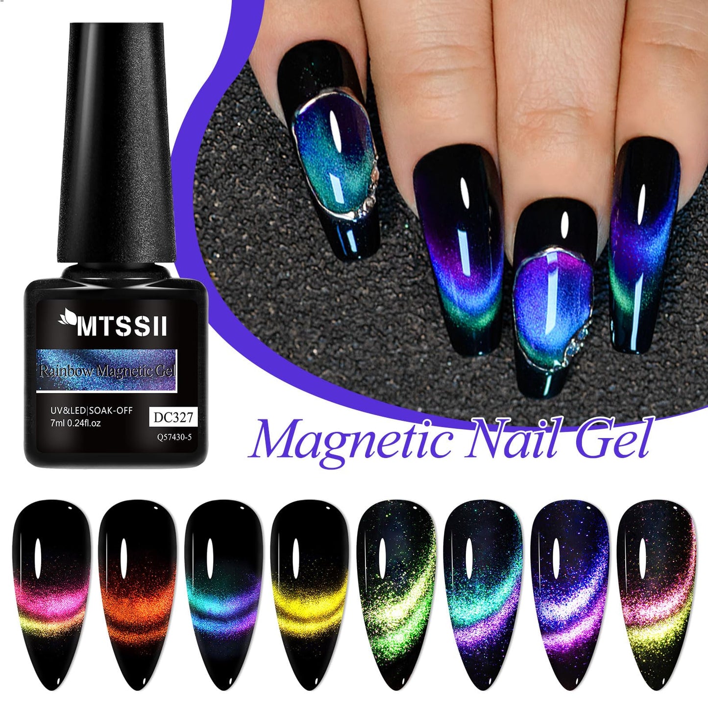 MTSSII 8 Colors Cat Eye Gel Nail Polish 8PCS Soak Off UV LED Lamp Magnetic Nail Polish Gel Nail Art Varnish Manicure Design with