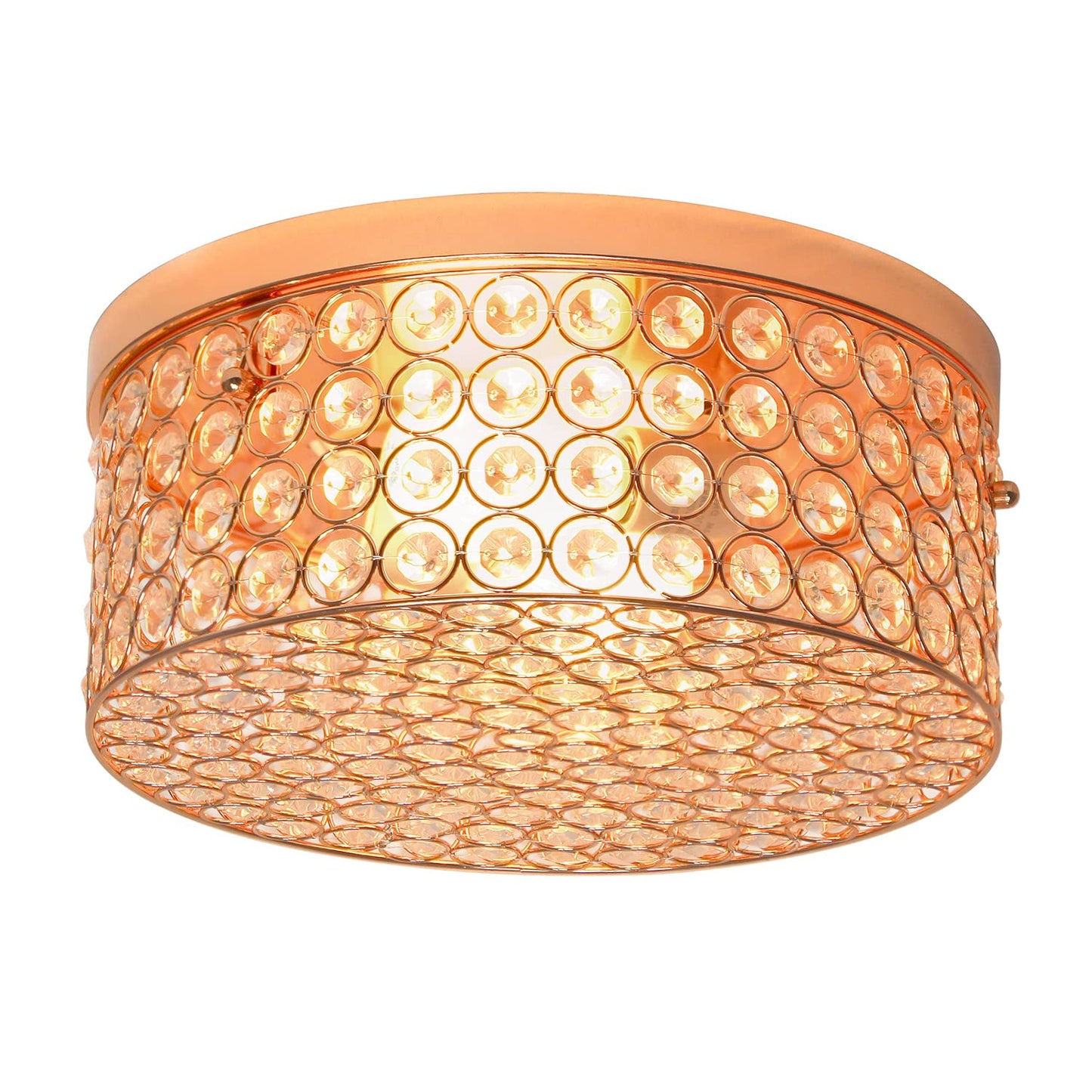 Lalia Home 2 Light Flush Mount Light Fixture, 12 Inch, Metal, Rose Gold, Model LHM-2003-RG