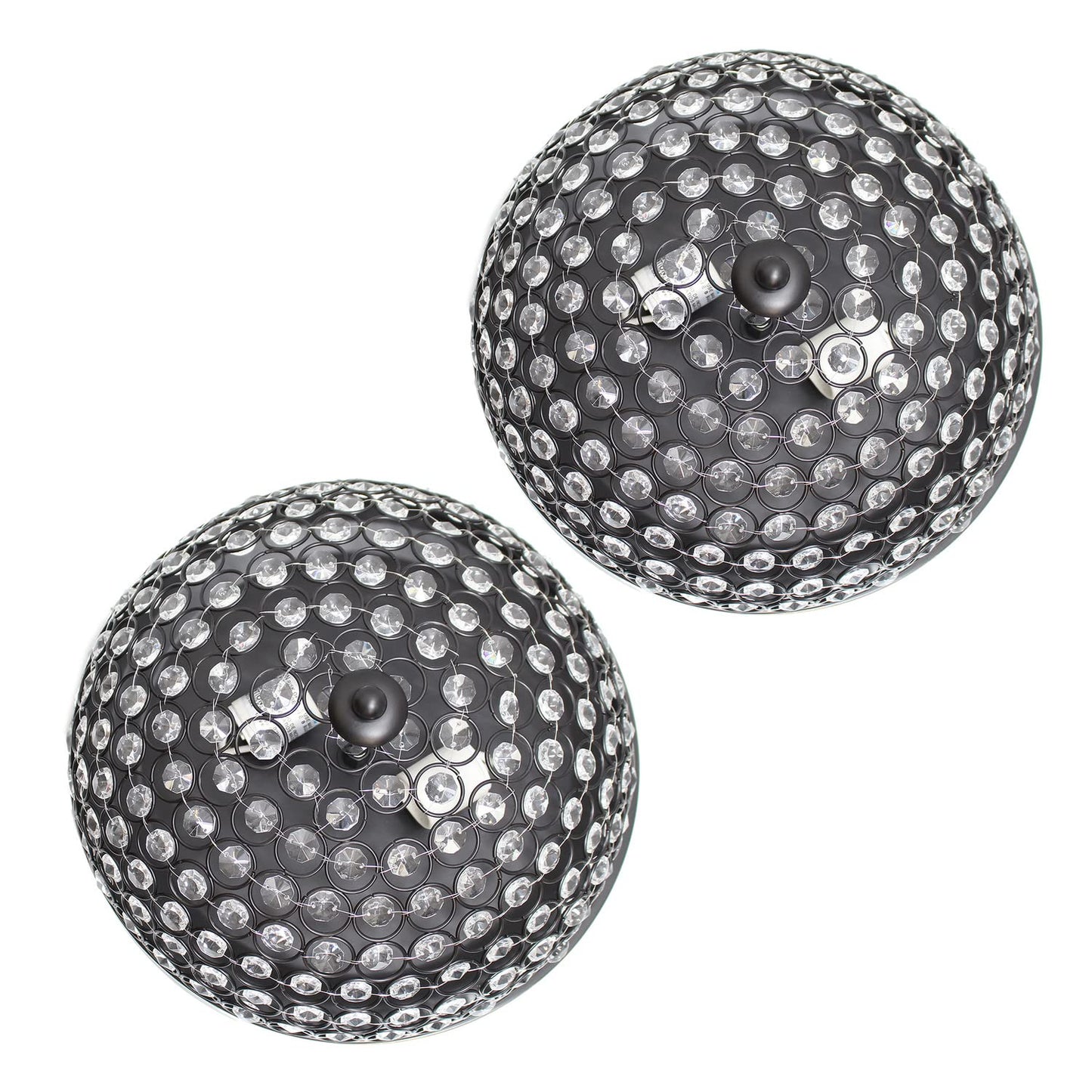 LALIA HOME Crystal Glam 2 Light Ceiling Flush Mount, Glass, Restoration Bronze, Model LHM-2000-RZ-2PK, 2 Pack