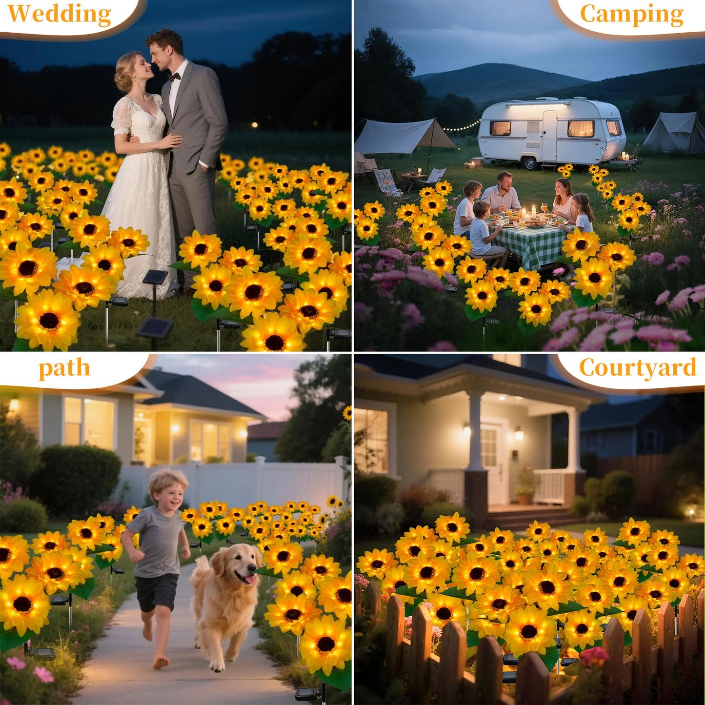 Mmhf Outdoor Solar Garden Stake Lights - 2 Pack Led Sunflower, Waterproof, Upgraded Solar Decorative Lights For Patio, Backyard