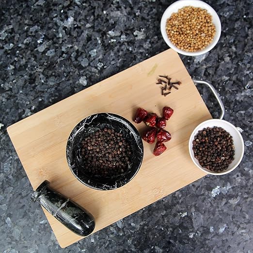 Exquisite Marble Mortar and Pestle Set - Your Ultimate Kitchen Essential for Grinding Spices, Making Guacamole, Salsa, Pesto, and Crushing Pills (Black Zebra, Bowl Shape (4"))