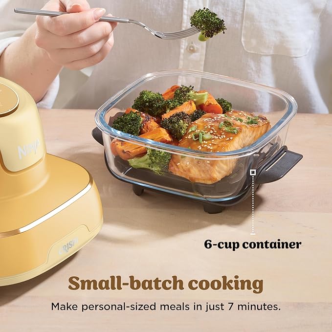 Ninja | Air Fryer | Crispi 4-in-1 Portable Cooking System | 4QT & 6 Cup Glass Containers, Crisper Plates & Storage Lids Included | Microwave, Freezer & Dishwasher Safe | Ginger Snap | FN101GD