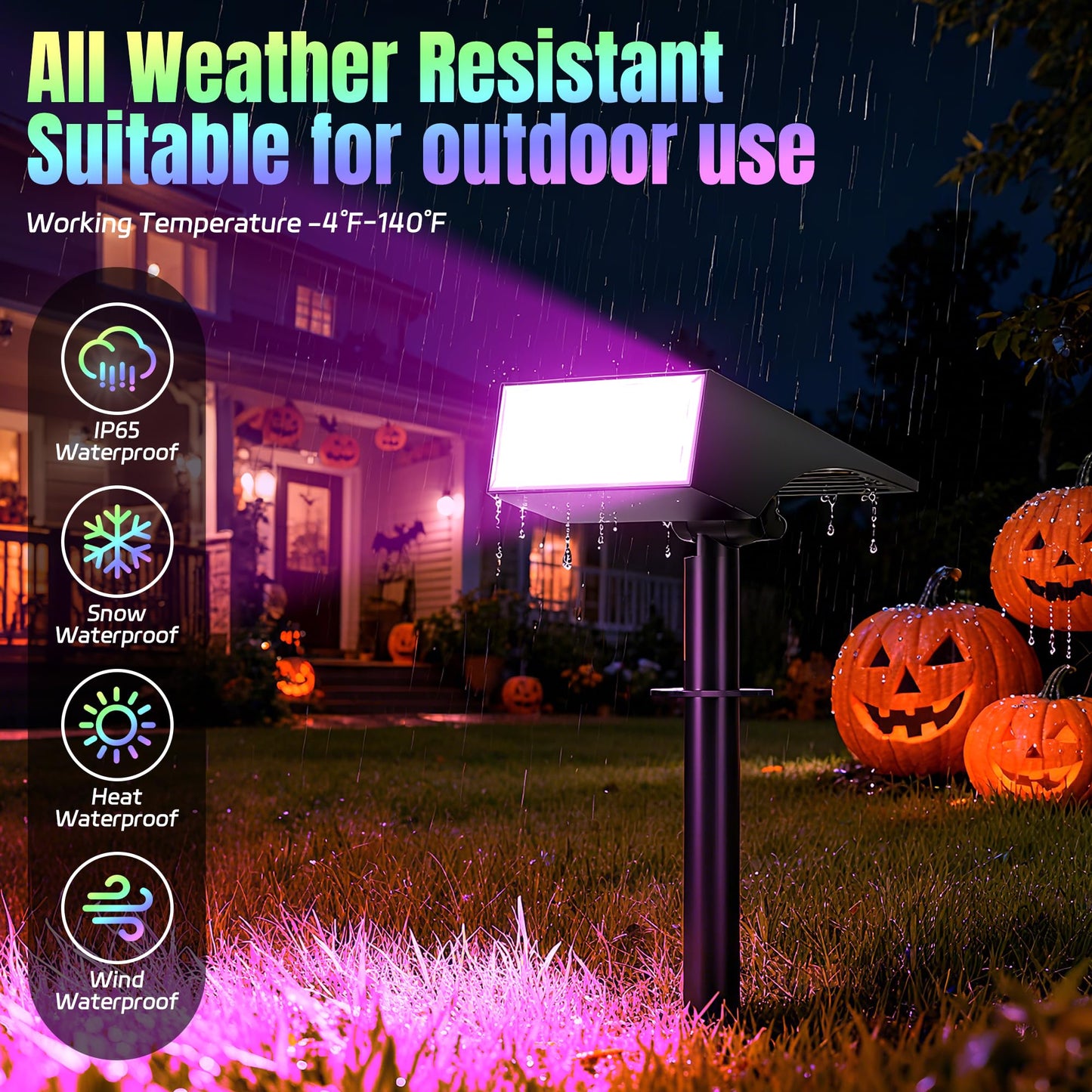 Wenaty Solar Spot Lights Outdoor Color Changing  [7 Mode/2 Pack] Christmas Landscape Spotlights  Solar Lights Outdoor Waterproof Led Powered Flood Light For Halloween Pathway Yard Garden Tree Walkway