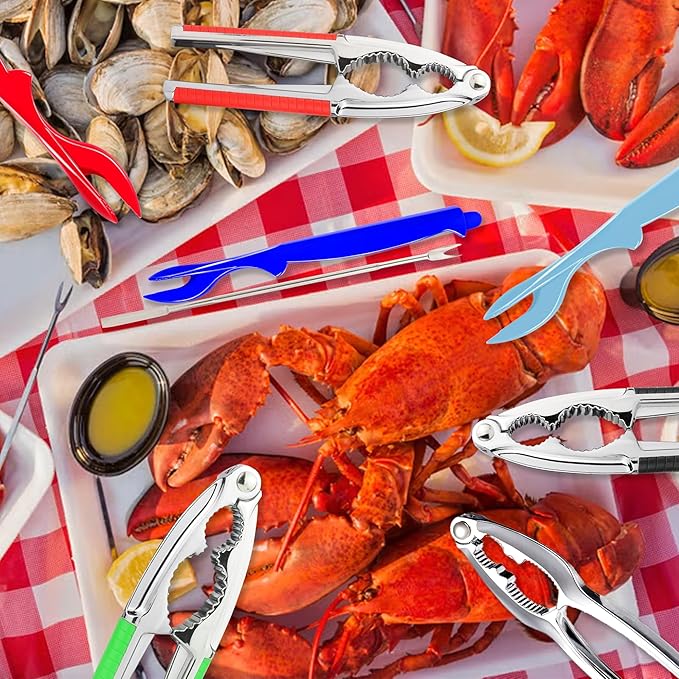 Crab Crackers and Tools, 12 Pcs Crab Crackers, Lobster Crackers and Tools, Seafood Tools Set, Walnut Nut Cracker Set, Home Restaurant Kitchen Tools