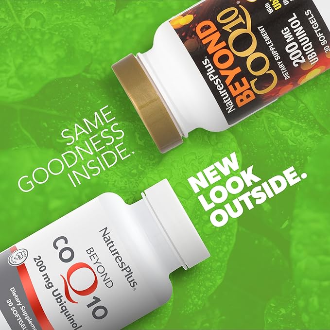 Natures Plus Beyond CoQ10-200 mg Ubiquinol - 30 Easy to Swallow Softgels - High Potency, High Absorption Supplement, Promotes Heart Health, Antioxidant - 30 Servings