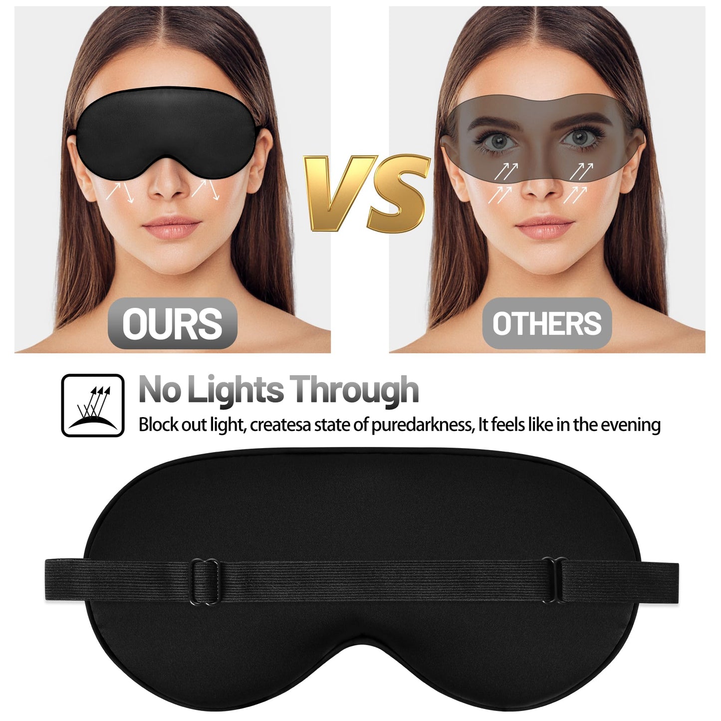 Sleep Mask, Silk Eye Mask for Sleeping with Adjustable Strap, Blindfold Eyeshade for Men & Women, Comfortable & Soft Eye Cover Eyeshade for Night Sleep (Black, Blue, Purple)