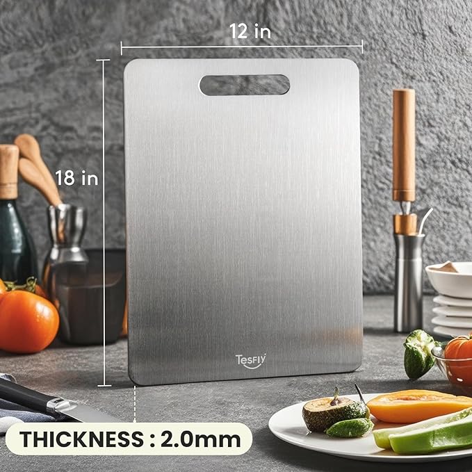 2 Pack Titanium Cutting Board-100% Pure Titanium Cutting Boards For Kitchen, Dishwasher Safe, Easy to clean, Double-sided food-grade Cutting Board For Meats, Fruits And Vegetables (X-Large)