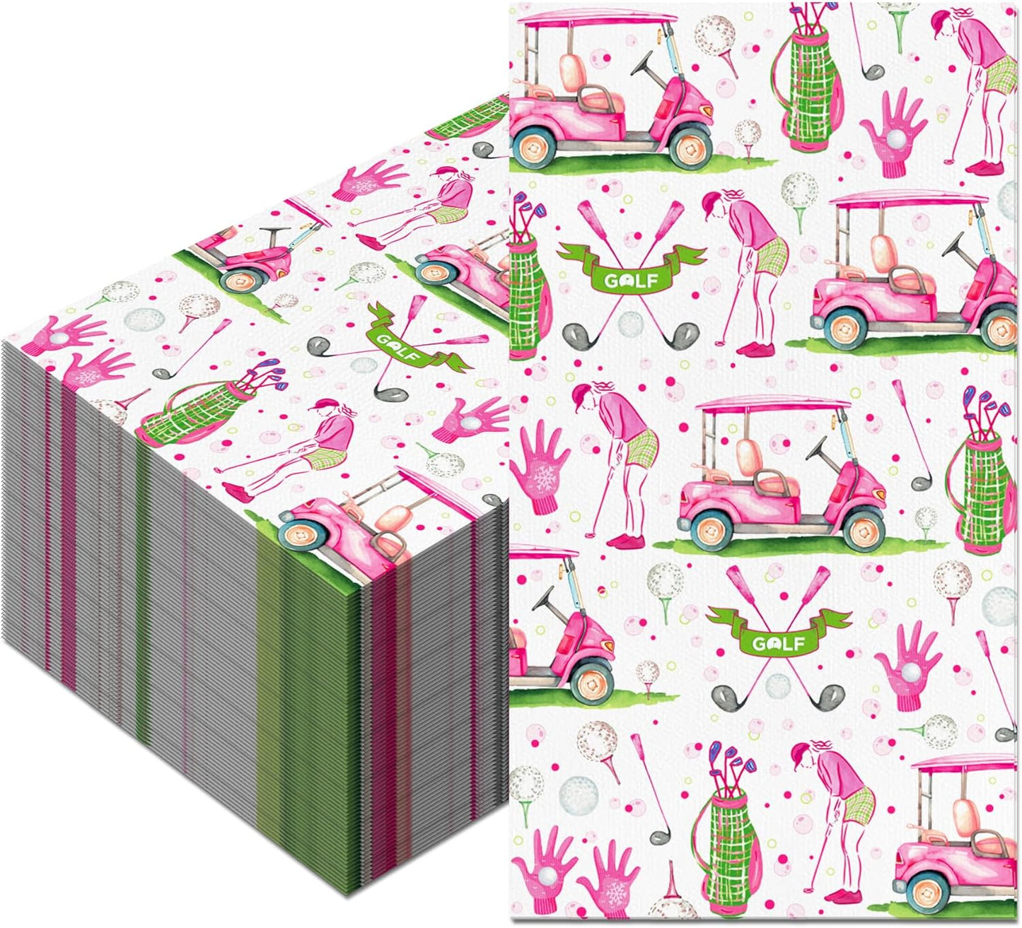 40Pcs Golf Disposable Paper Napkins Golf Ball Lunch Dinner Tableware Disposable Paper Napkin Pink White Golf Balls Party Themed for Birthday Party, Sporting Events, Picnics, Barbecues