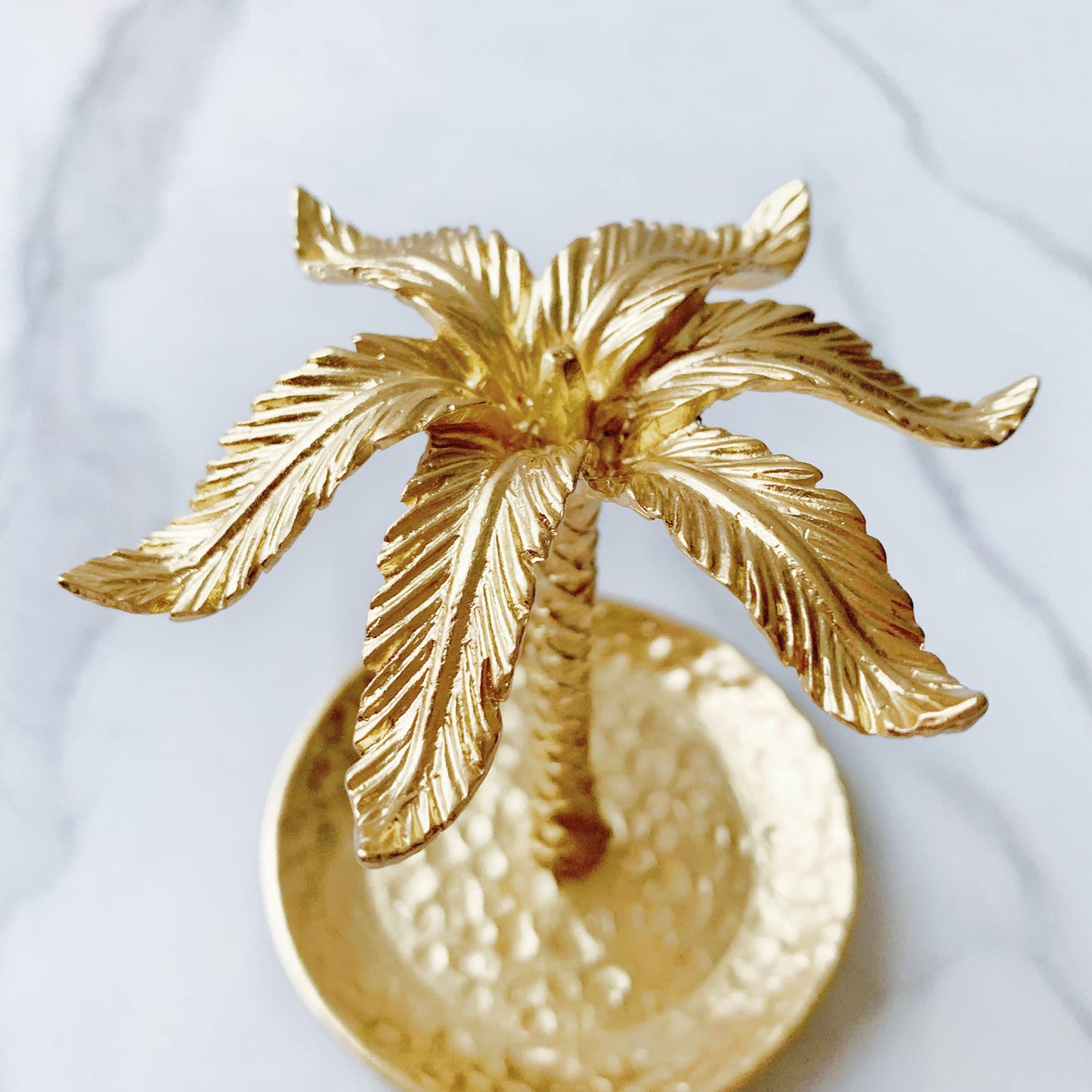 Metal Ring Dish Holder for Jewelry, Coconut Tree Jewelry Dish Ring Holder, Trinket Dish Jewelry Organizer for Dresser Christmas