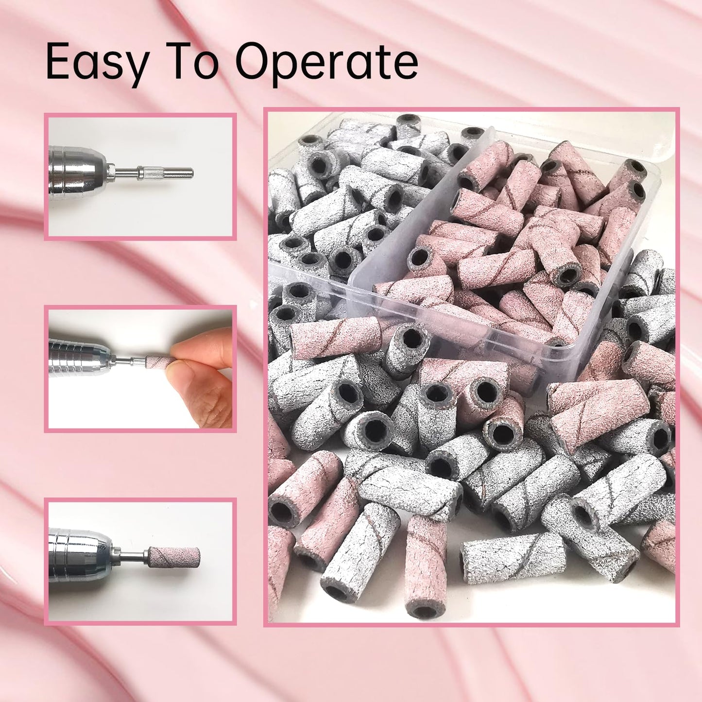 Nail Drill Bit Small Sanding Bands, CORFULRA Mini Sanding Bands with 2 Mandrel Bits, 100Pcs #150#240 Grit Nail File for Acrylic
