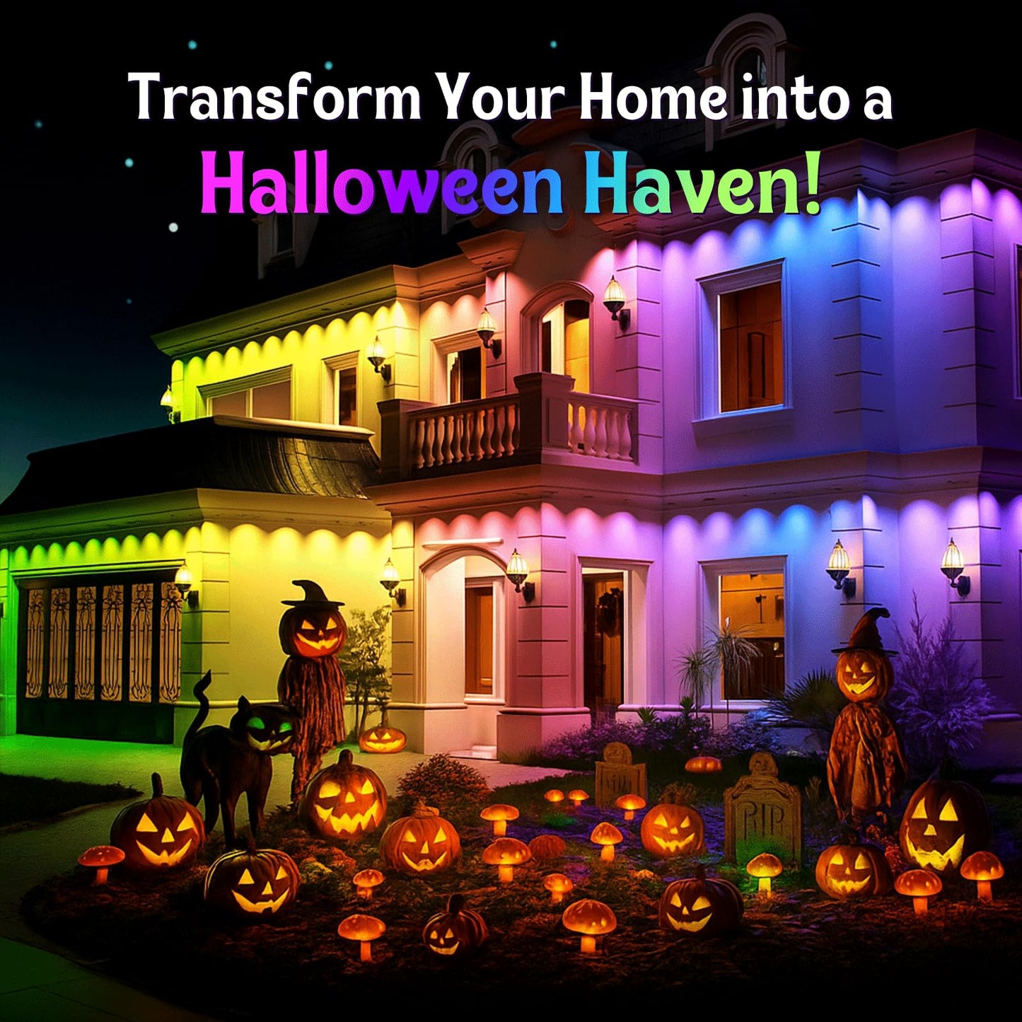 Fitop Permanent Outdoor Lights  150Ft Rgb Outdoor Lights For House Decor  Smart Eaves Lighting  Extendable Led Strip With Ip67 Waterproof  Music Sync  App/Voice/Remote Control  Alexa/Google Compatible