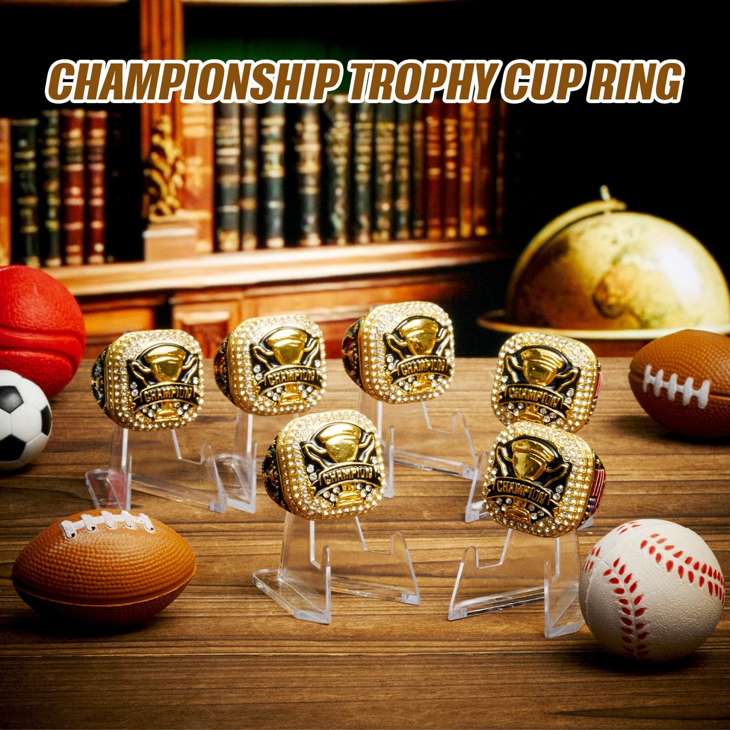 Misdary Trophy Championship Rings with Holder Most Valuable Player Greatest of All Time Gold Ring Award Gift Sports Team Prize f