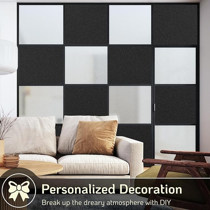 LUTE Blackout Window Film, Light Blocking Room Darkening Frosted Privacy Cling for Glass, Black Out Shades Window Tint for Day Sleep, Static Cling Sun Blocking Blackout Cover, 17.5" x 78.7"