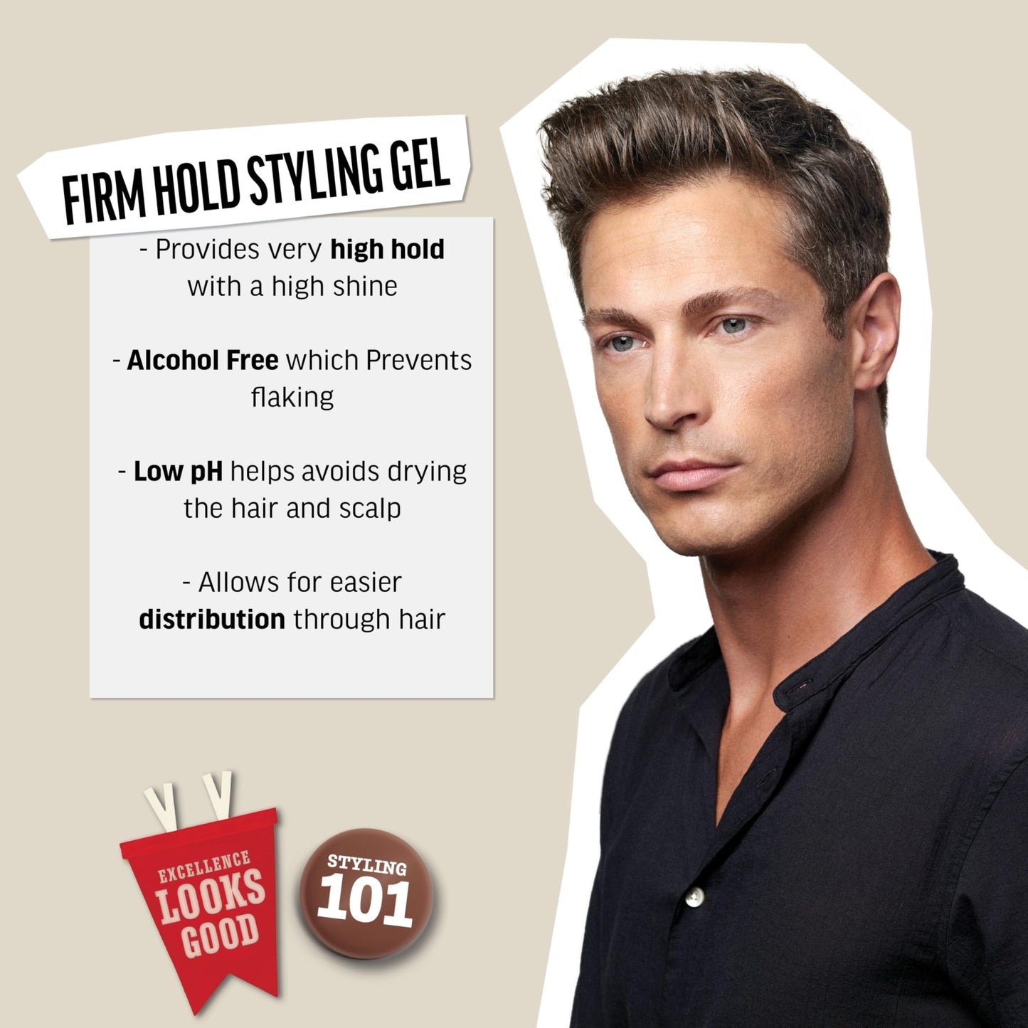 American Crew Men's Hair Styling Gel, Firm Hold, Non-Flaking, 3.3 fl oz