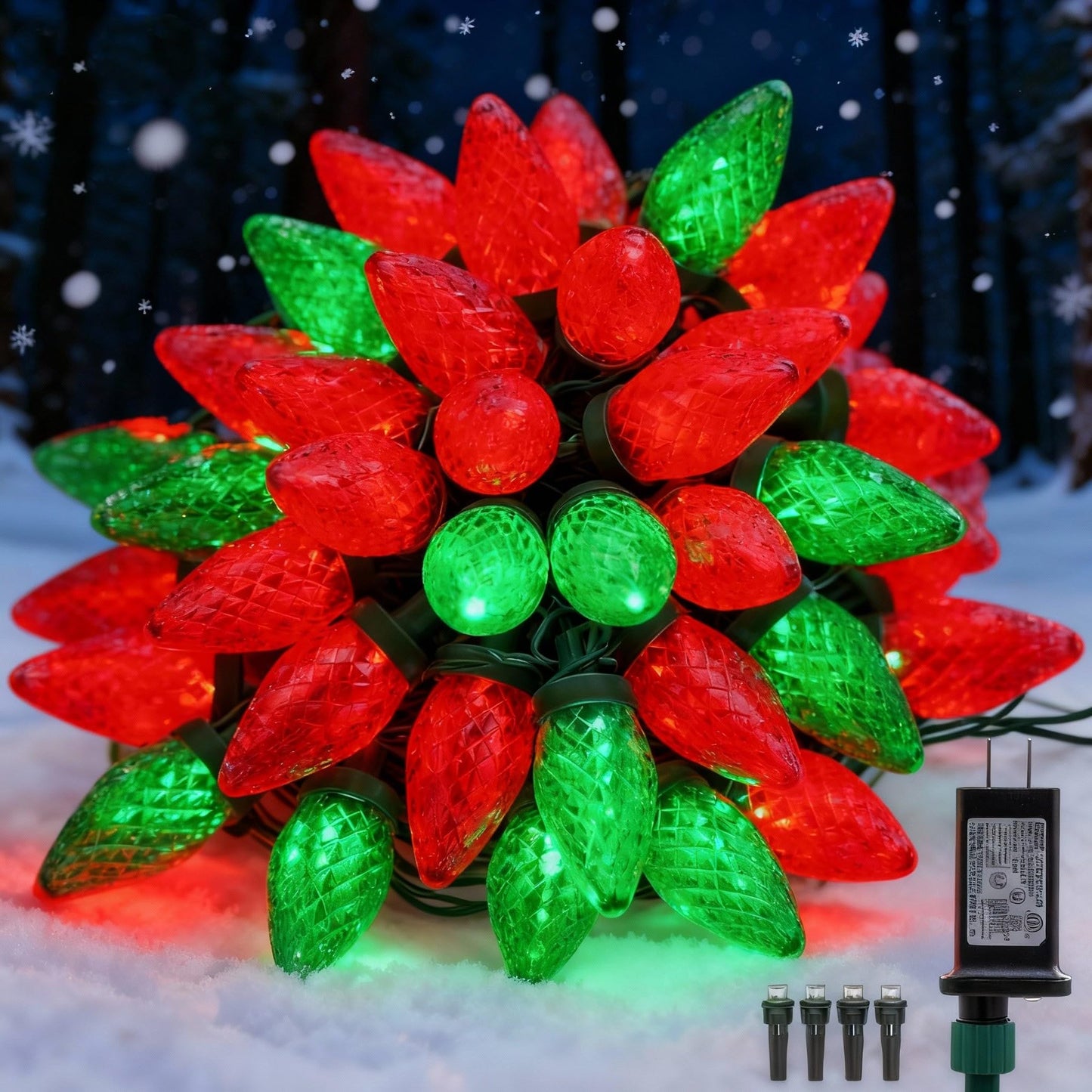 Ucutely C9 Led Christmas Lights Outdoor 33 Feet 50 Led 8 Lighting Modes Waterproof Connectable Christmas String Lights For Outside Roofline Patio Home Xmas Decorations (Red & Green)