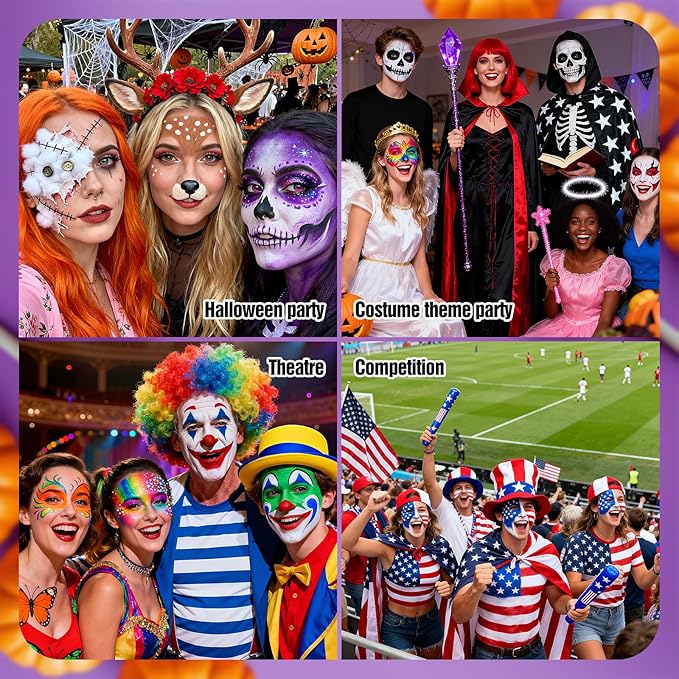 Silver Face Body Paint - Professional Water-Based Non-Toxic Body Painting for Vampire, Skeleton Halloween SFX Cosplay, Full Coverage Washable Cream for Costume Party Theater