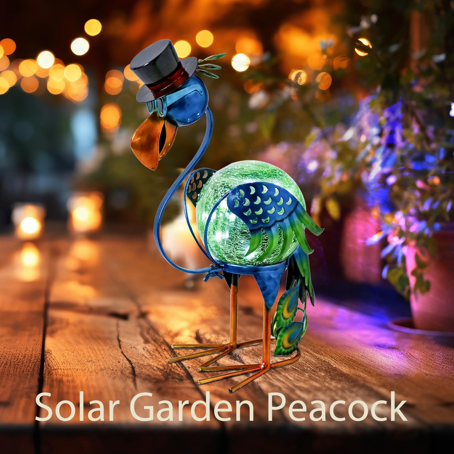 Mumtop Peacock Solar Lights Outdoor  Solar Lantern Outdoor Decorative Waterproof Led Peacock Lights Tabletop Decorations For Patio Garden Yard Outside Decor  Peacock