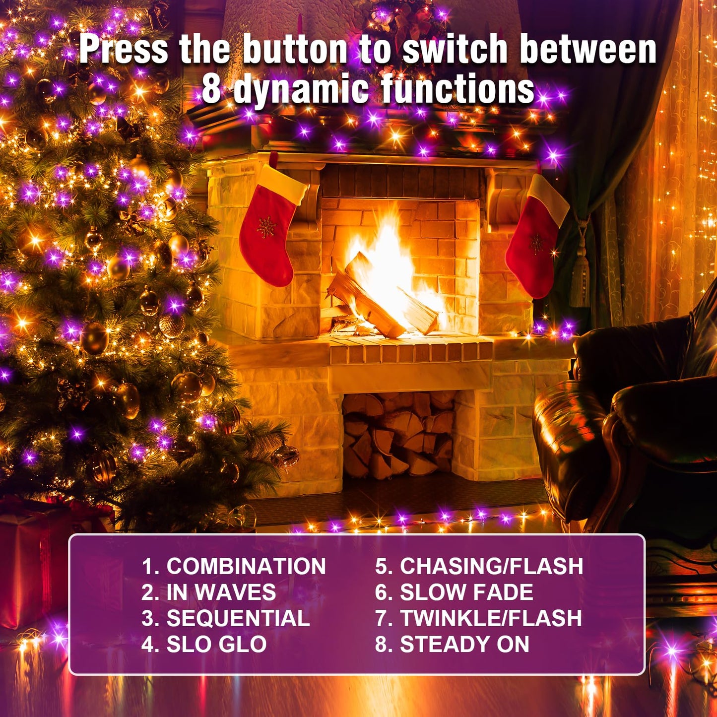 Nisocy 200 Led String Lights Outdoor Waterproof - Purple Orange Fairy Lights With Plug  Connectable Christmas Tree Lights For Patio  Garden  Bedroom  Wedding  Party  Decor (66Ft)