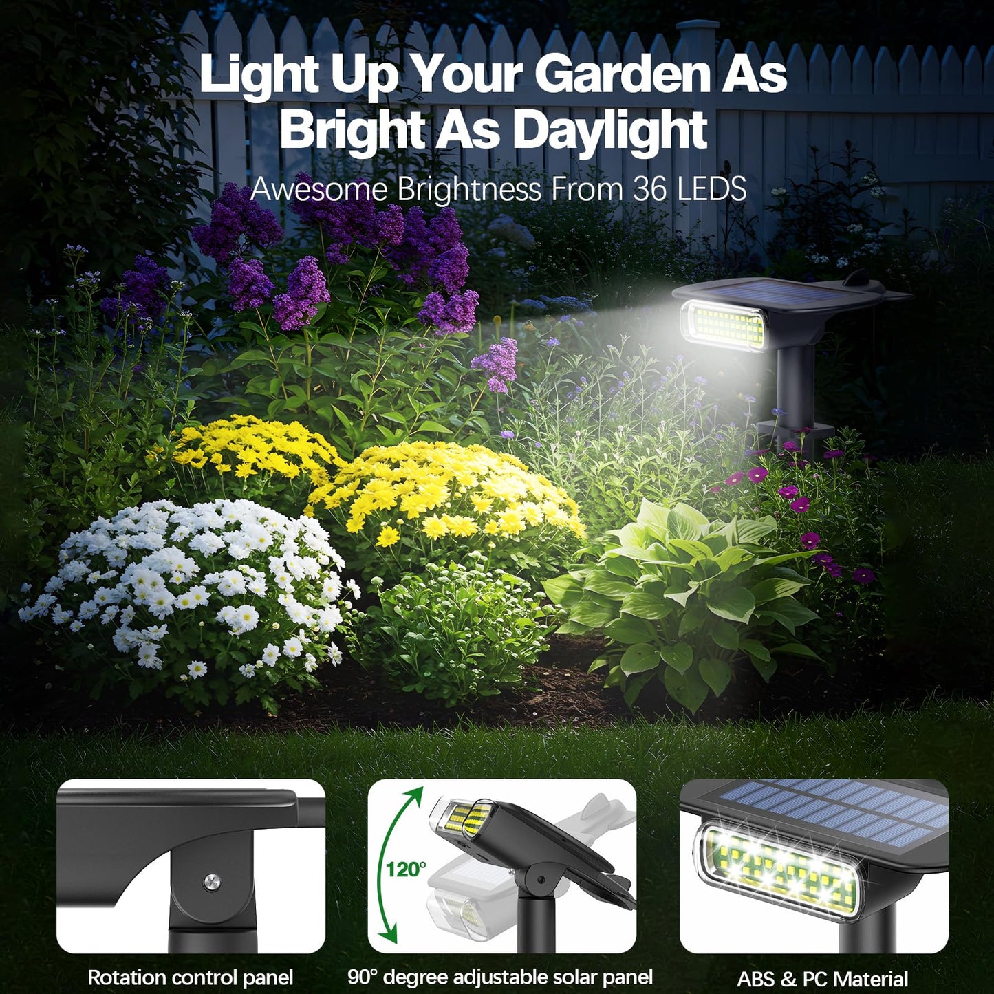 Latband 2025 Upgraded Solar Lights Outdoor Waterproof Ip68  36 Leds 3 Lighting Modes Solar Spot Lights Outdoor Yard Garden Landscape Pathway With Auto On/Off For Driveway Porch 4 Pack (Cool White)