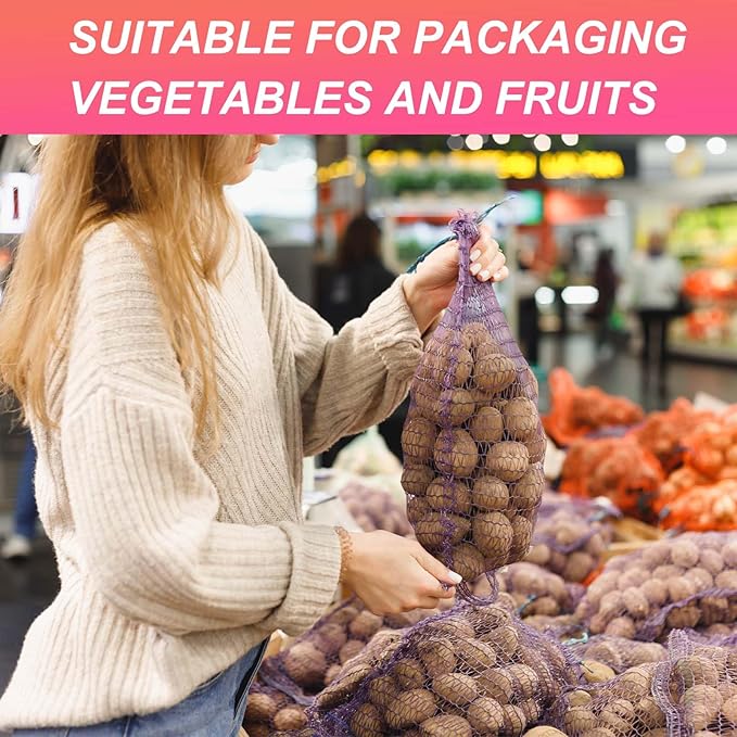 uxcell 100PCS Reusable Mesh Produce Bags, 15.7 Inches Egg Hatching Bags Washable Breathable Fruit Net Stretchable Mesh Netting Storage for Seafood Vegetable Onion Grocery Shopping, Green