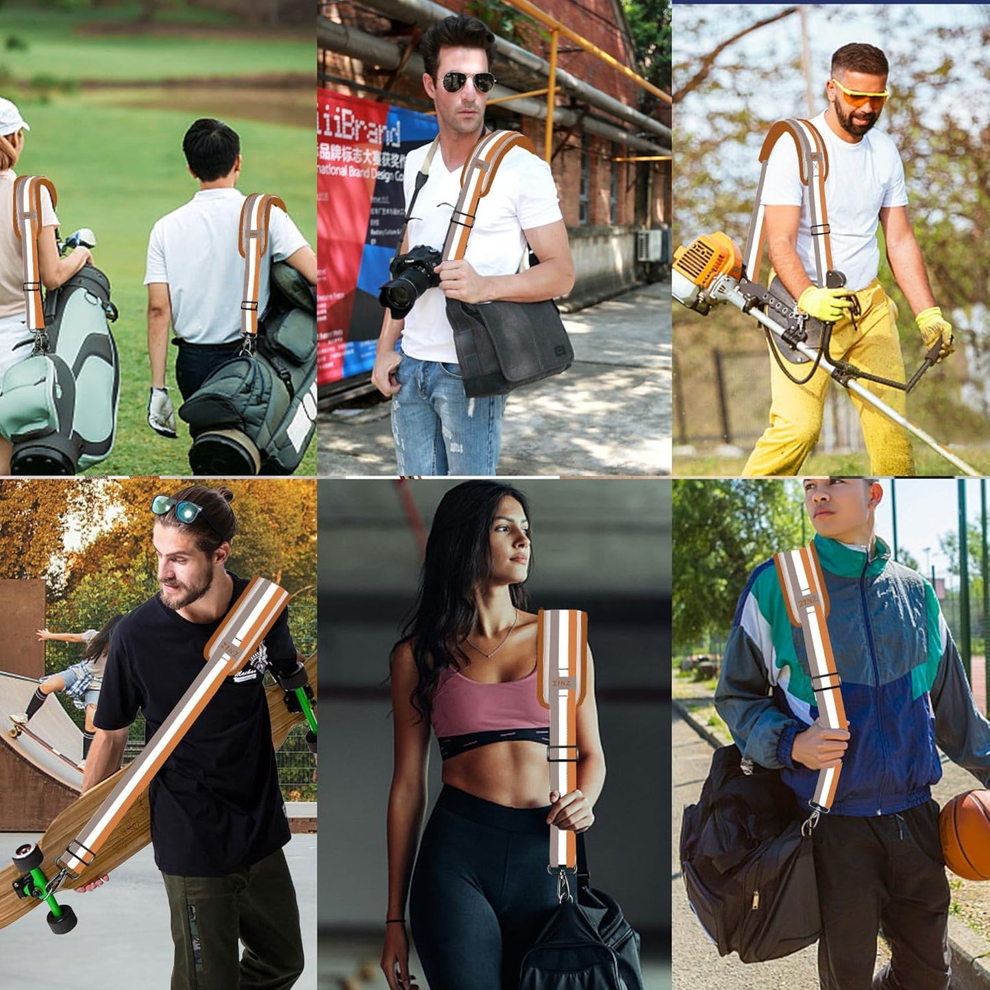 ZINZ 79.5" Universal Strap with Ultra-Thick Fixed Breathable Pad - Adjustable Heavy-Duty Shoulder Strap for Laptop, Crossbody, Luggage, Gym, Camera Bag and More - TW01B07