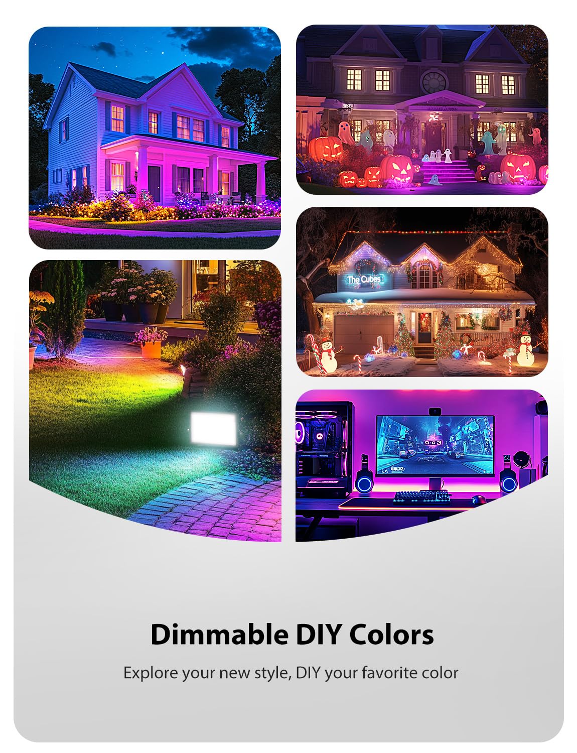 Onforu RGBW LED Flood Light, 100W Color Changing, 800W Equivalent, Waterproof, Model D100RGBW