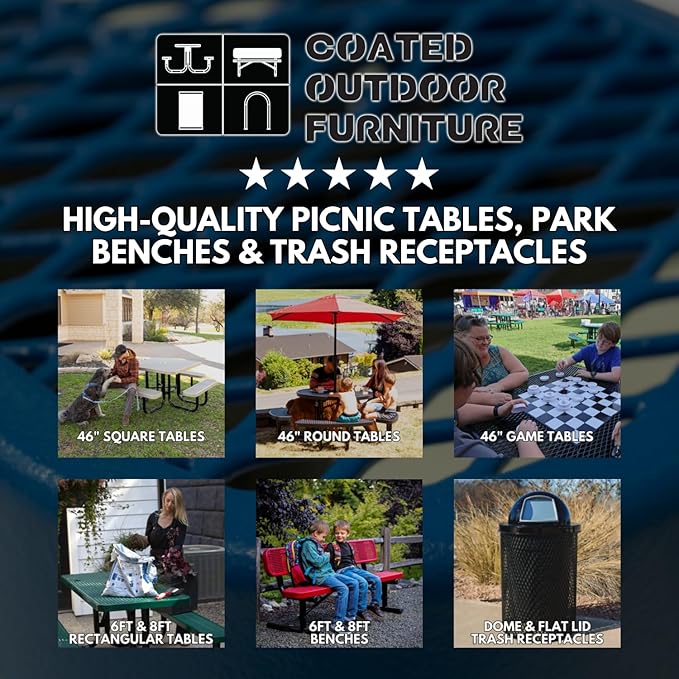 Coated Outdoor Furniture Heavy-Duty Portable Outdoor Kids Table, Punched Steel Kids Picnic Table, Commercial-Grade Picnic Table, Made in America (4ft Rectangular, Childrens, Light Blue)