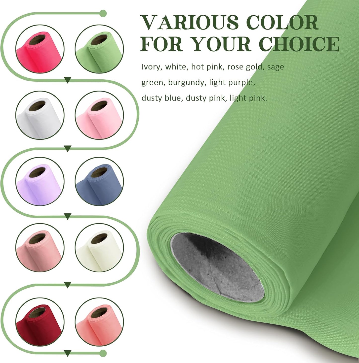 Horbaunal Dusty Sage Chiffon Fabric by The Yard, 1 Yard Continuous Sheer Fabric 59" Wide Soft Draping Fabric for Wedding Arch Draping Party Backdrop DIY Sewing