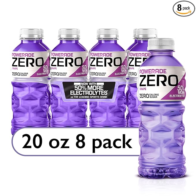 POWERADE Electrolyte Enhanced Zero Sugar Grape Sports Drink, 20 Ounce (Pack of 8)