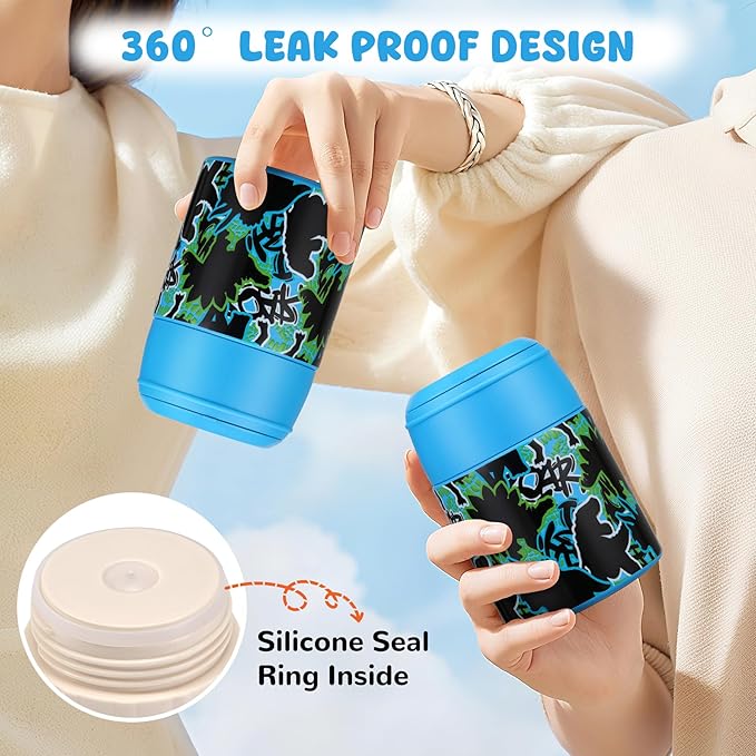 10oz Soup Thermo for Hot Food Kids Insulated Food Jar Container with Spoon Width Mouth Stainless Steel Leak Proof Thermo Lunch Box for School Travel