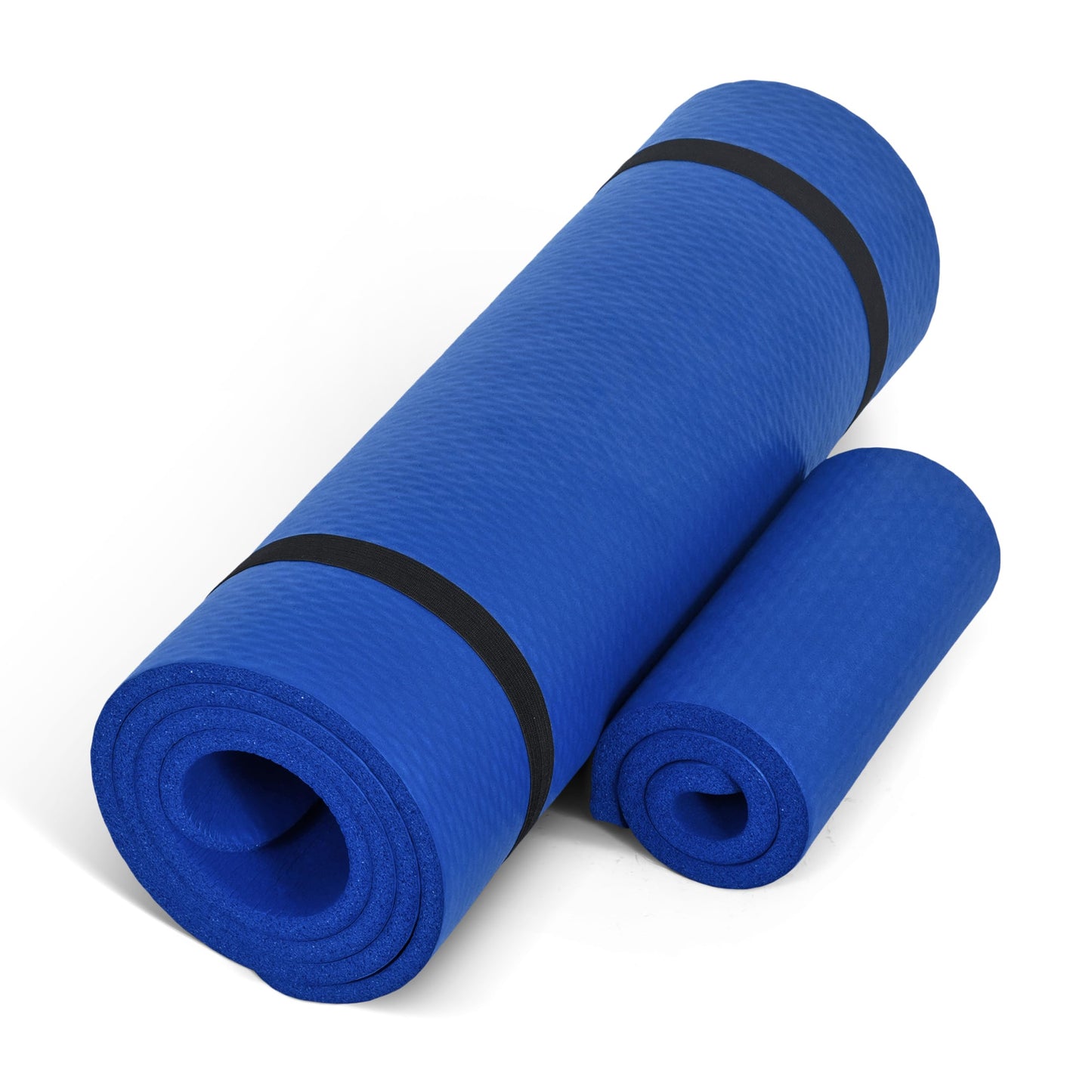 CAP Barbell Yoga Mat 1/2" Thick with Carrying Strap & Knee Pad - High Density Exercise Mat for Yoga, Pilates, Stretching, Floor & Fitness Workouts - 71''x24''x1/2" | Blue