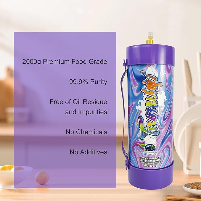 3.3L / 2000G Food-Grade Steel Cylinder – Leakproof, Kitchen-Safe, Stainless Steel Compatible Kitchen Tools (1, blueberry)