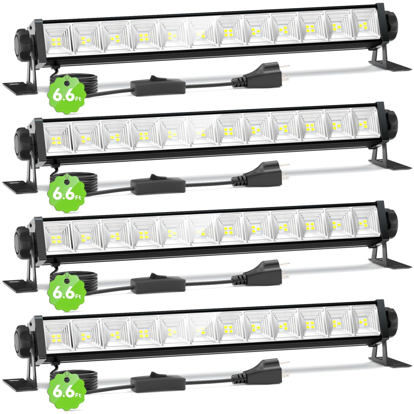 4 Pack LED Shop Lights, 40W 5400LM Plug in Garage Lights with 6.6FT Long Power Cord and On/Off Switch, 6000K Daylight White Work Light for Garage, Workshop, Warehouse