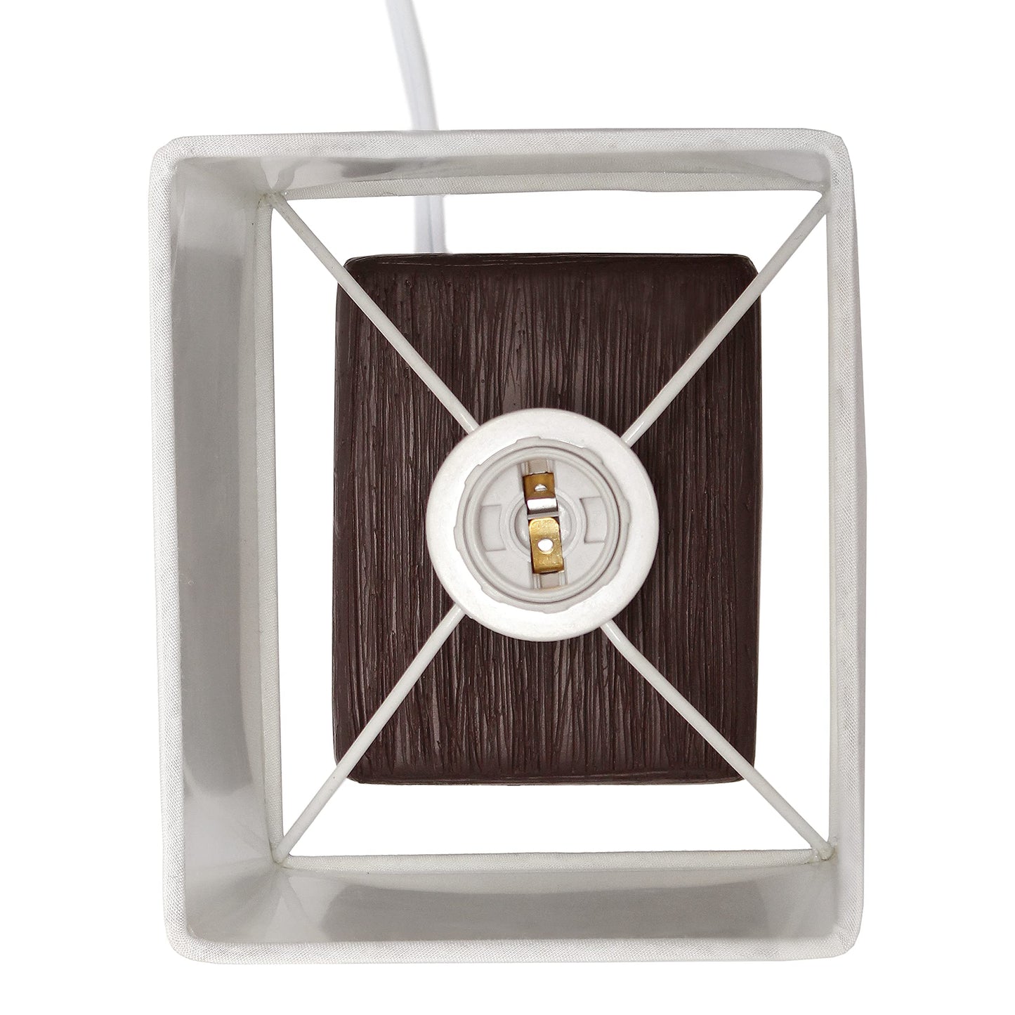 Simple Designs Petite Faux Stone Table Lamp Lt2072-Bwn, Ceramic, Brown With White Shade