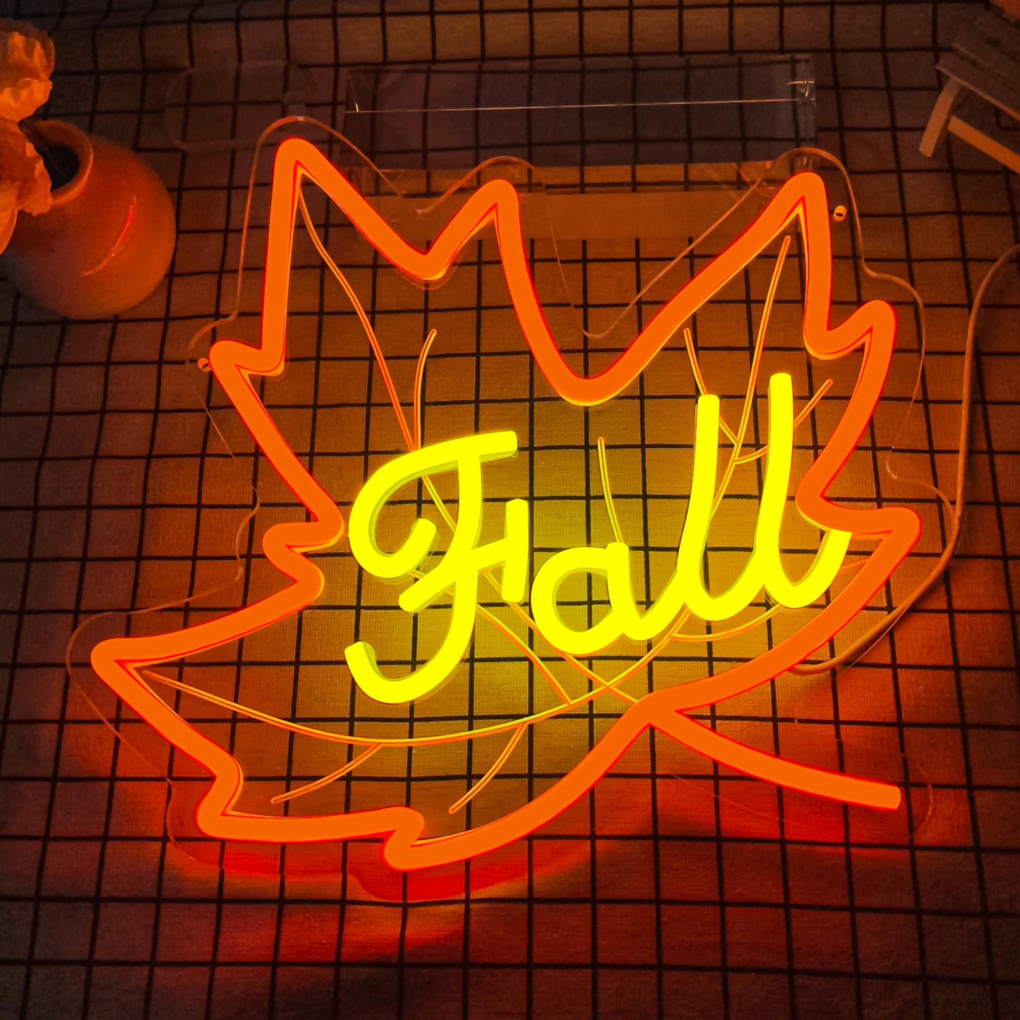 Fall Neon Sign Maple Neon Light For Wall Decor Dimmable Thanksgiving Neon Sign For Thanksgiving Autumn Theme Party Holiday Gift Lamp Decor