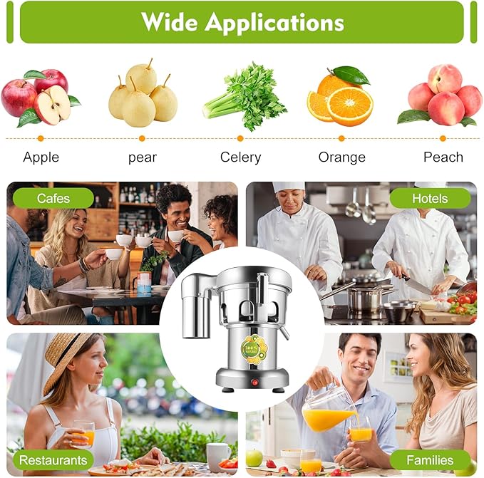 370W Juice Extractor with Auto Pulp Separation, 2800RPM High-Yield Juicer for Fruits & Vegetables – Low Noise, Dishwasher-Safe Parts, Silver Aluminum Body