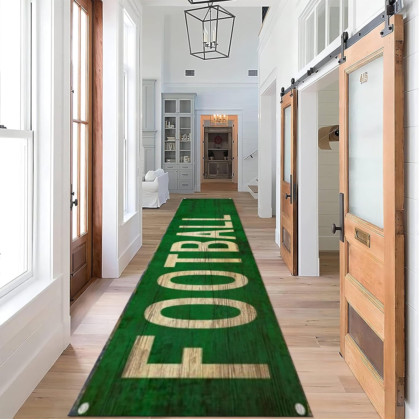 Sports Runner Rug, 3.3x7ft, Football Indoor Floor Rugs, Indoor Decor Thin Low Pile Easy Clean Rugs, Non-Shedding Reduce Noise Washable Non-Slip Carpets for Bedside Family Kitchen