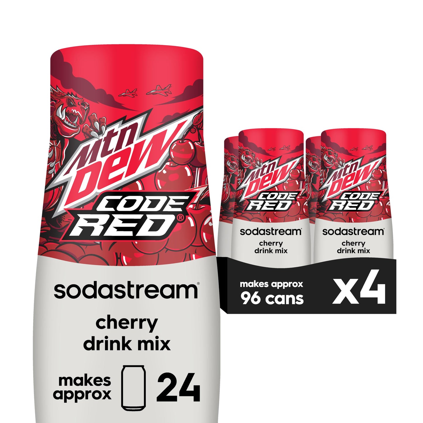 SodaStream MTN Dew Code Red Drink Mix (440ml  Pack of 4)