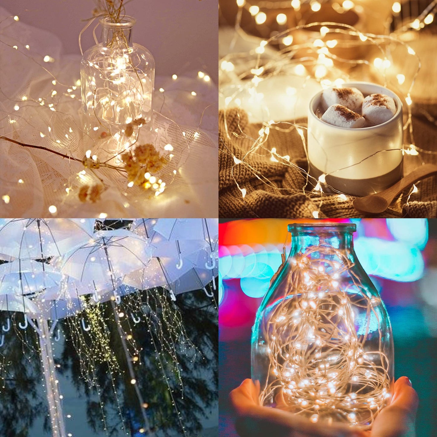 WATERGLIDE 12 Pack Fairy Lights, Battery Operated, 20 LED Mini String Lights, 6.5ft, Waterproof Silver Wire, Warm White