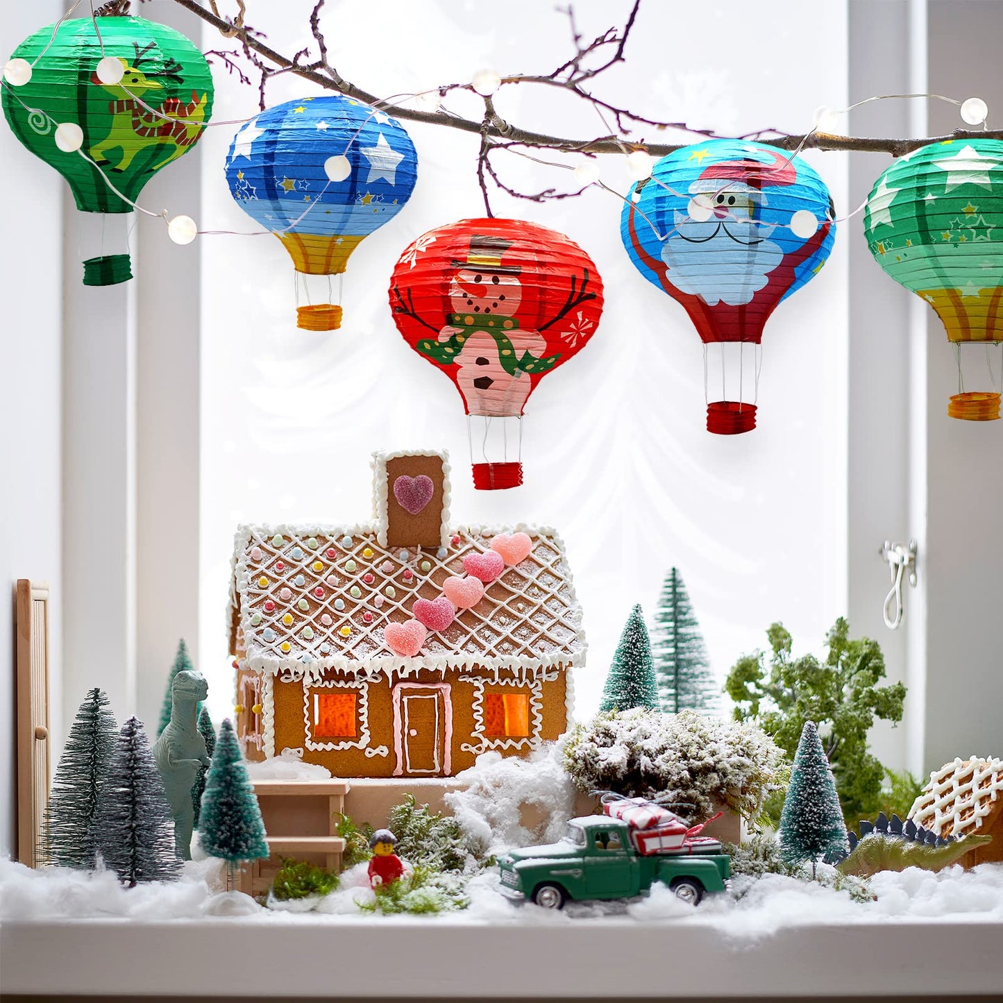 Adlkgg Hot Air Balloon Paper Lanterns Set, 12 Christmas Decor, Pack Of 5, Perfect For Parties, Weddings, And Birthdays