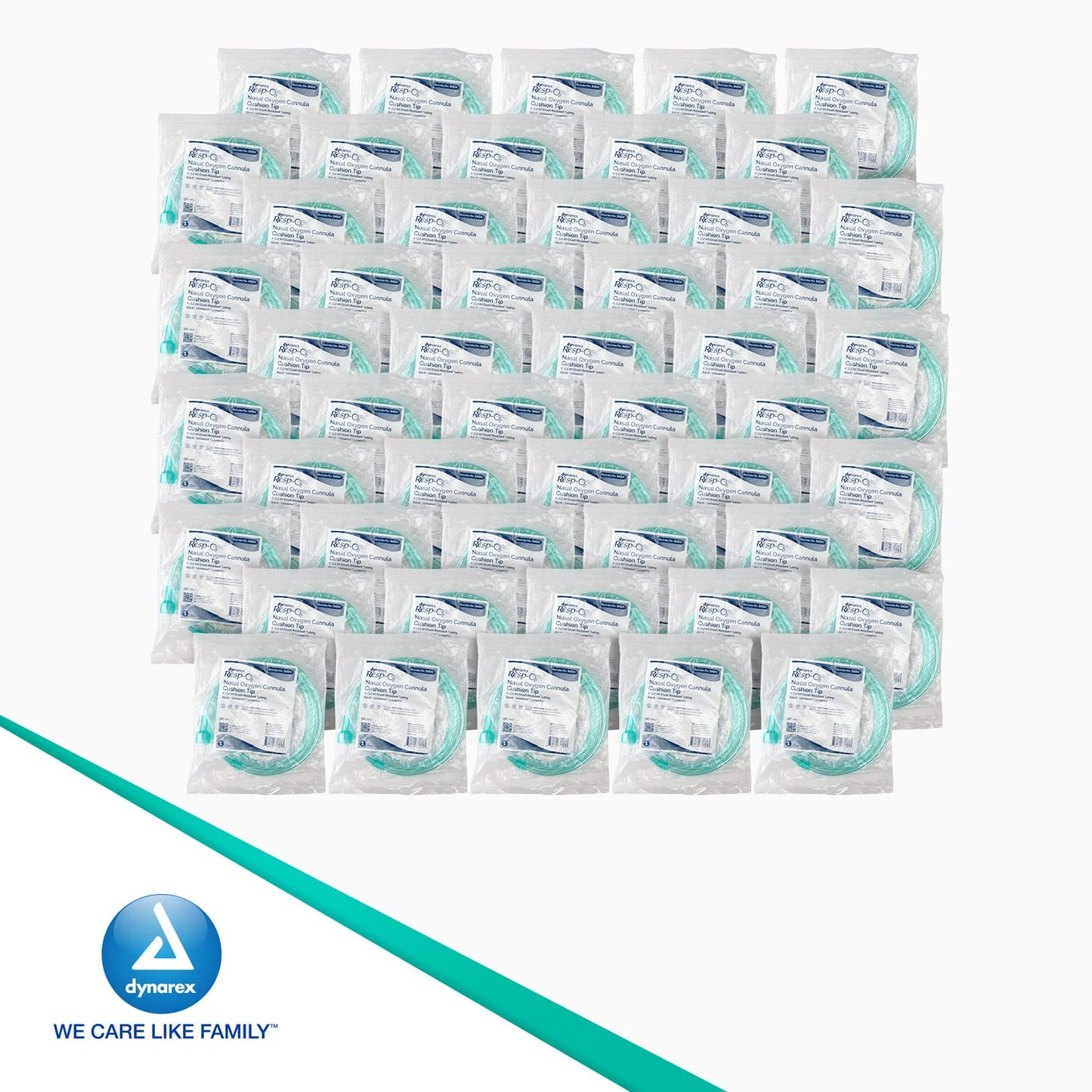 Dynarex Nasal Cannulas for Oxygen Therapy - 4' Crush Resistant Oxygen Supply Tubing for Adults - Soft Cushion Tip Universal Connector - 50 Per Case