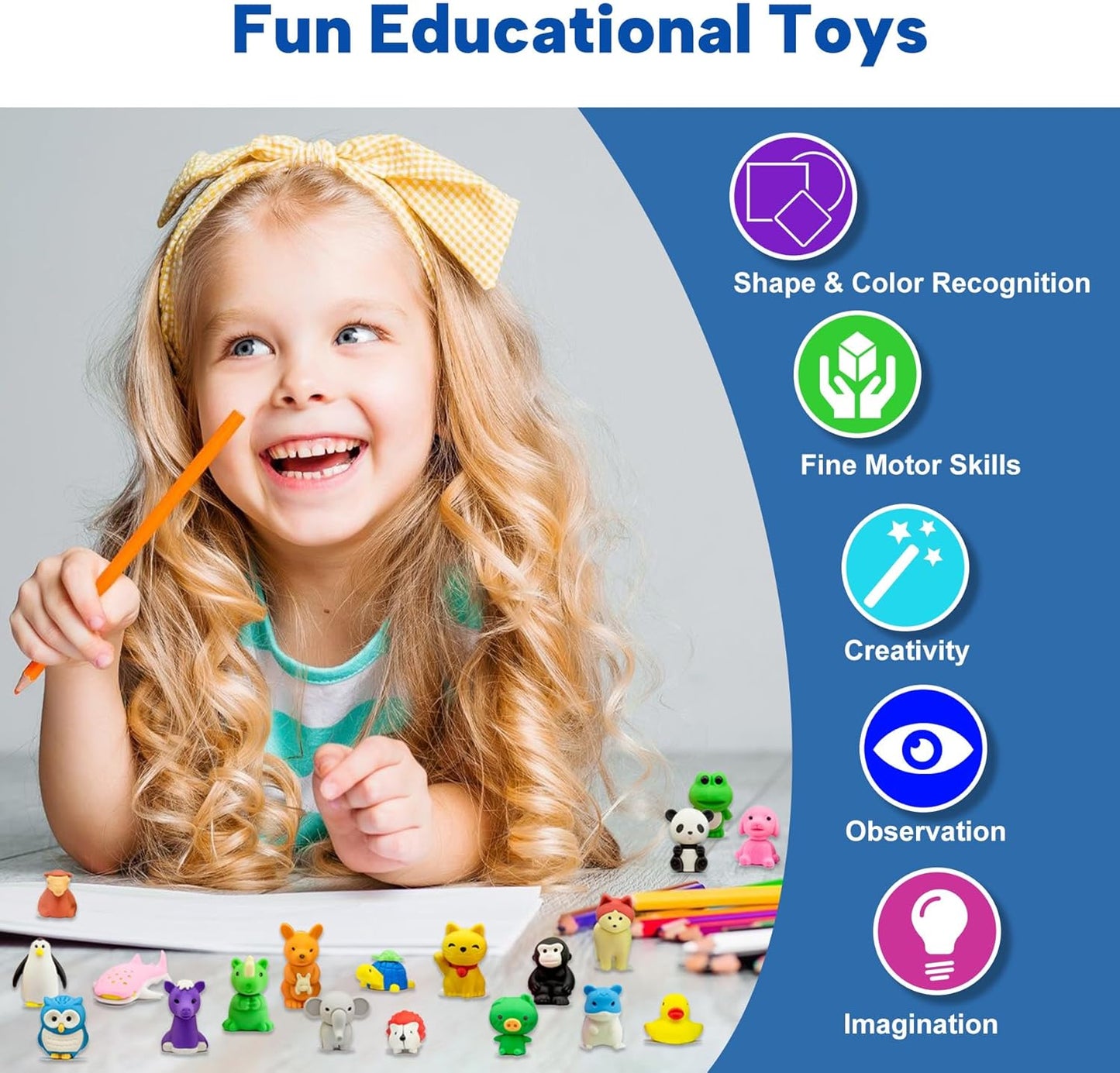 Animal Erasers for Kids, 35 Pcs Kids Pencil Erasers Bulk Puzzle Erasers for School Classroom Prizes