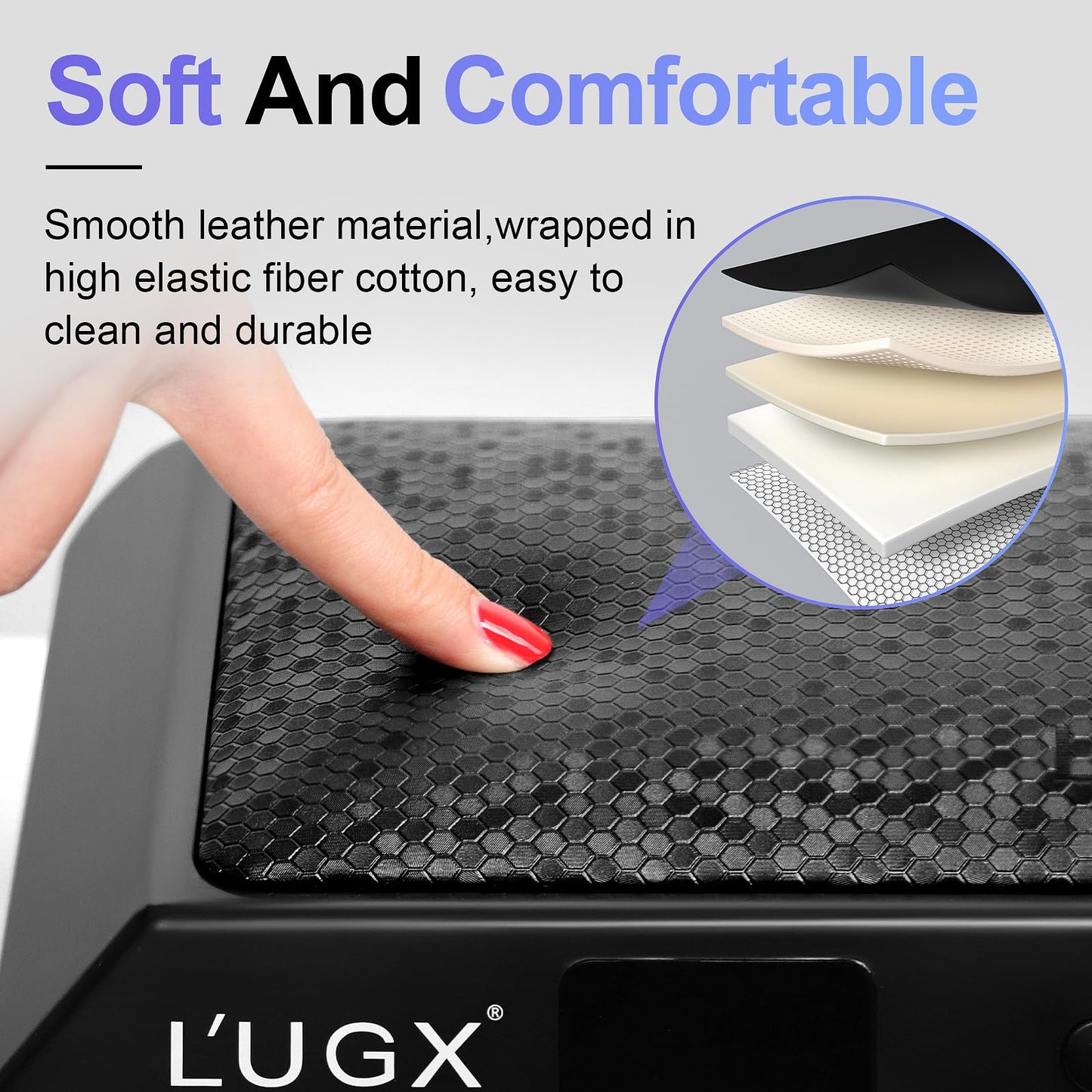 L'UGX Professional Nail Lamp for Gel Polish Dryer 72W LED UV Nail Lights with Arm Rest Pillow & Retractable Tray,Perfect for Man