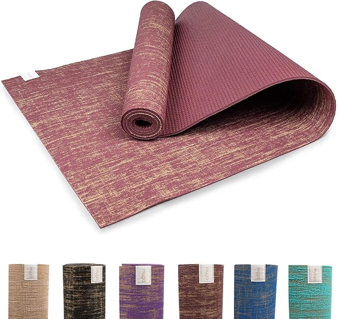 Myga Jute Yoga Mat, High Performance Vegan Floor Exercise Mat, Eco Friendly Biodegradable Yoga Mat with PVC Backing,72" x ...