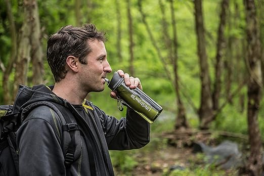 LifeStraw Go Bottle 2-Stage with Integrated 1,000 Liter LifeStraw Filter and Activated Carbon, Green, 22oz