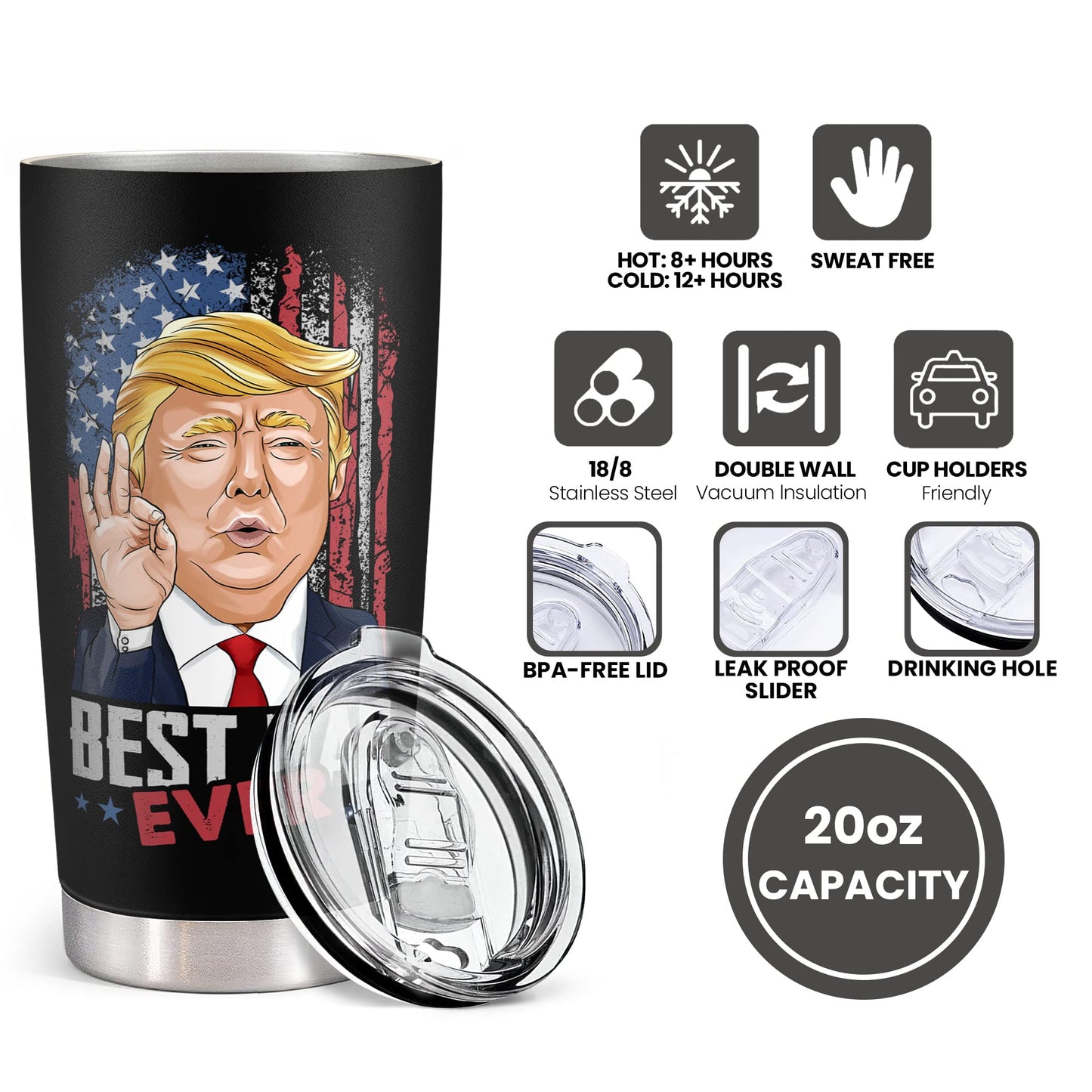 Mocosweeties Gifts for Dad from Daughter, Son - Birthday, Fathers Day, Christmas Gifts for Dad - Christmas Father Gift Ideas - New Papa Daddy Stepdad Gift Ideas for Men - 20 Oz Black Tumbler