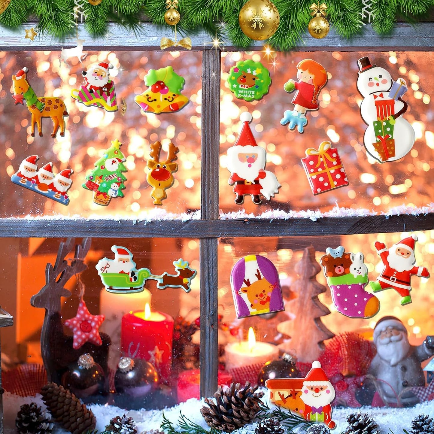 UPINS Christmas Stickers for Kids, 10 Sheets Holiday 3D Puffy Foam Decals - Cute Snowman, Reindeer, Tree, Santa for Party Favors, Scrapbooking, DIY Crafts