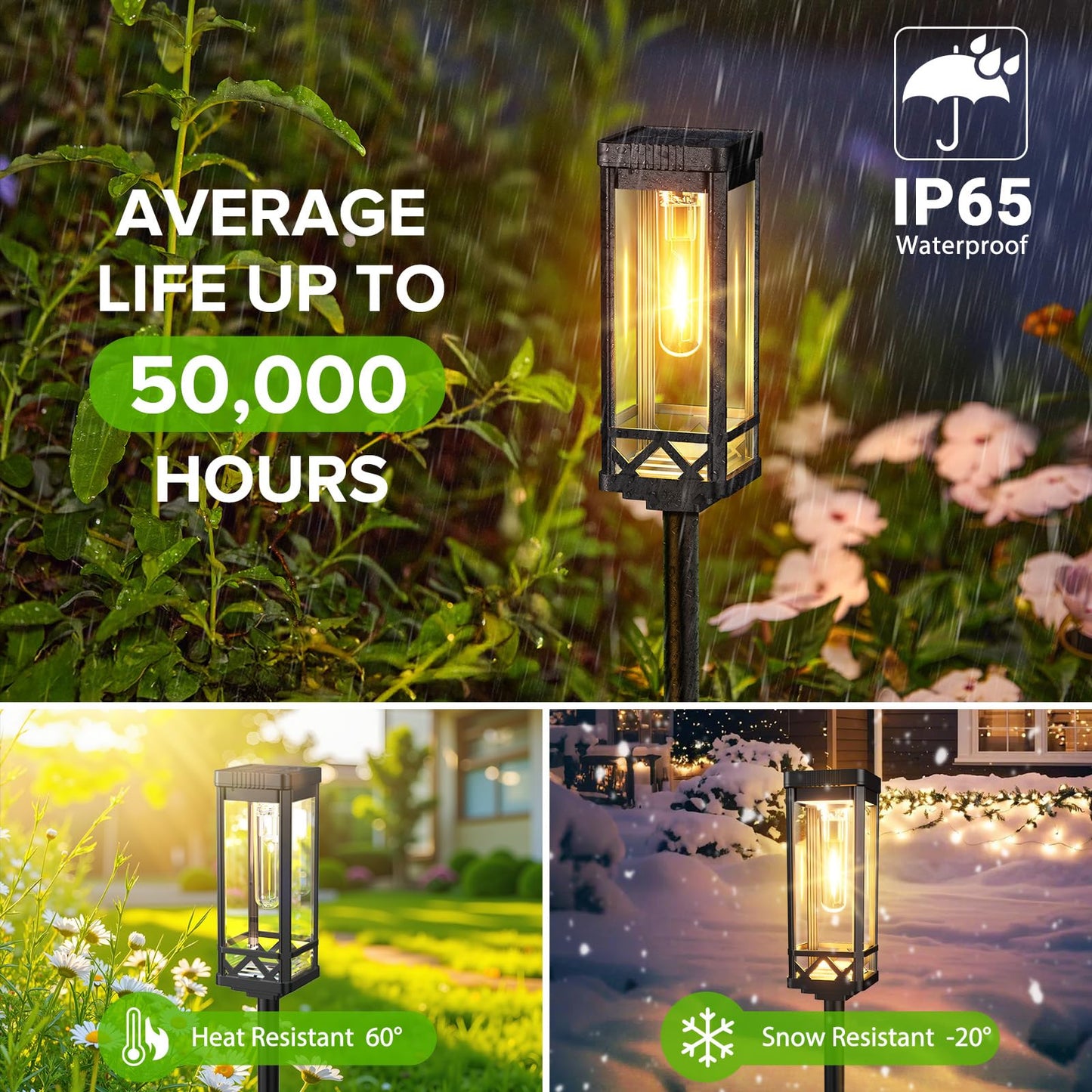 Kooper Taller Solar Pathway Lights Outdoor  2 Pack Upgraded Brighter Solar Garden Lights Solar Powered  Up To 15 Hours Outdoor Solar Lights For Yard Landscape Lighting Path Walkway Driveway Sidewalk